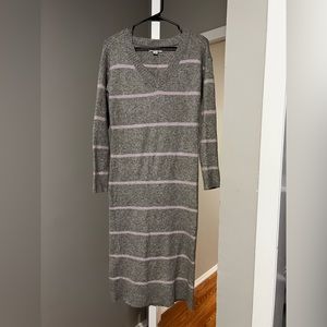 New American Eagle Grey and Pink Bodycon Midi Sweater Dress Size M